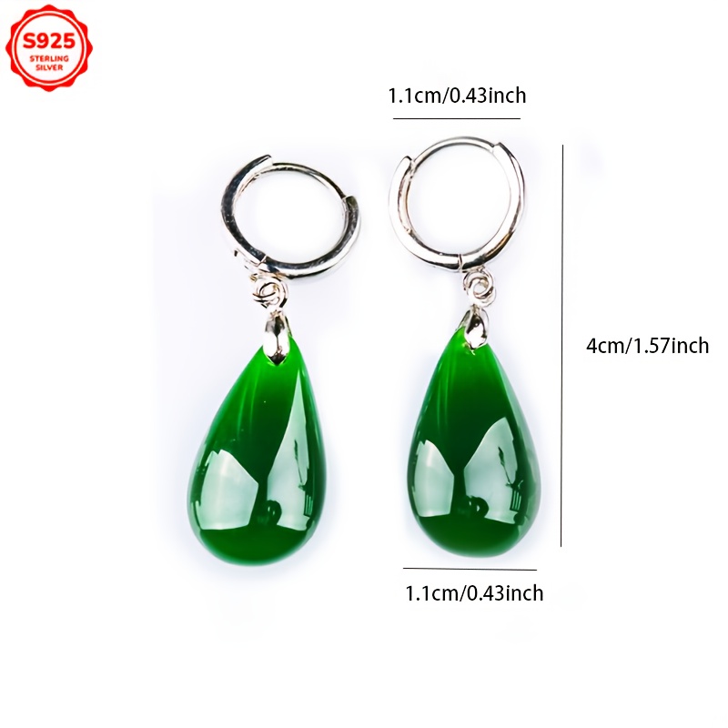 Low Allergy Green Water Drop Earrings